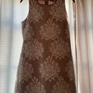 Gianni Bini Tan and Cream Patterned Mini Dress